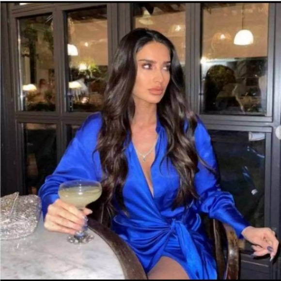 Zara wrap stain blue dress - Picture 5 of 5